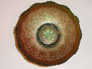 Antique Fenton Persian Medallion Green Carnival glass Bowl  
