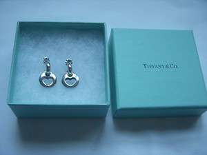 Tiffany & Co. Sterling Stencil Heart Earrings With Gift Box  