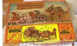Old Wells Fargo concord stagecoach model horse w box Marx toy cowboy 