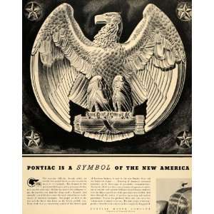 1935 Ad Pontiac Motor Eagle Symbol Automobile Art   Original Print Ad