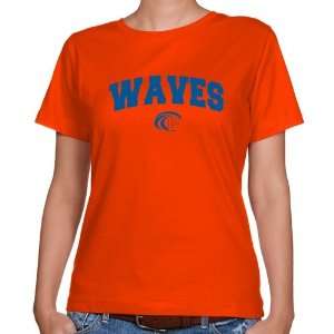   Pepperdine Waves Ladies Orange Logo Arch Classic Fit T shirt Sports