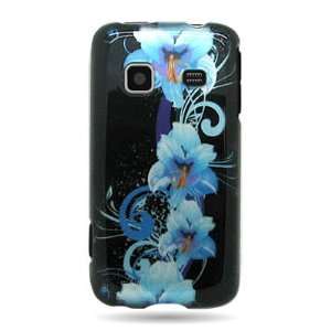 Hard Snap on Plastic With BLACK BLUE FLOWERS Design Faceplate Cover 