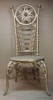 Vintage Ornate Gold Ladies Wicker Chair & Foot Stool  