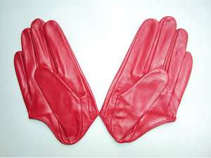 Womens RED Soft Winter Sexy Tight Leather Gloves Size S  
