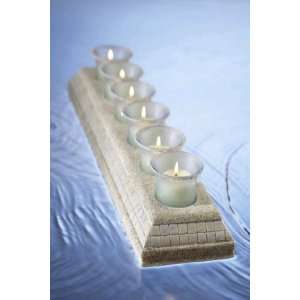  Beachy Candles   6 Votives in a Mosaic Tray Trimmed With 