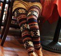 Japan Korea Snow Nordic Pattern Wool Blend Thermal Knit Leggings 