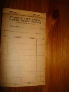 1920s Potomac View Farms Silesia, MD Receipt Book  