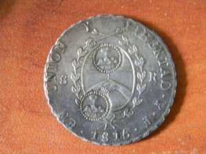 CHILE SILVER COIN 8 REALES 2 COUNTERMARKED COINAGE 1815  