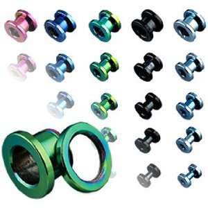   Stainless Steel Screw Fit Flesh Tunnels   0G (8mm)   Sold as a Pair