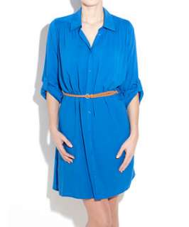 Blue (Blue) Zuzi Zuzi Blue Belted Shirt Dress  244111940  New Look