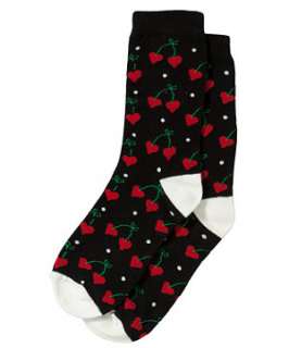 Black Pattern (Black) Cherry Print Socks  239079109  New Look