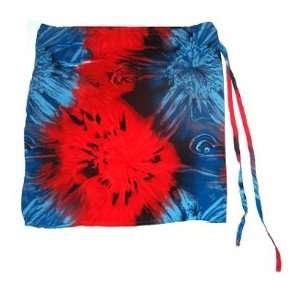  18 Tropical Tie Dye Print Wrap Scarf Skirt in RED / BLUE 