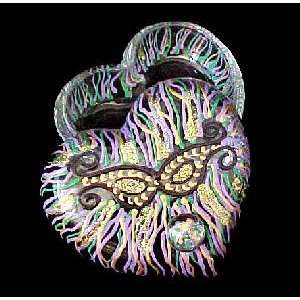Mardi Gras Mask Design   Heart Shaped Box   2 pieces   4.5 inch 