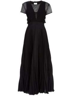 Richard Nicoll Pleated Silk Dress   Black White Denim   farfetch 