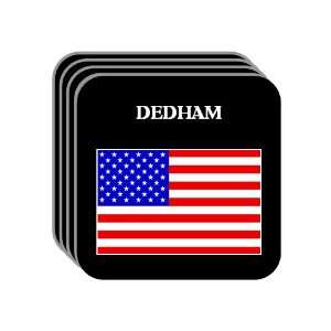 US Flag   Dedham, Massachusetts (MA) Set of 4 Mini Mousepad Coasters