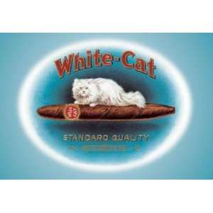 Exclusive By Buyenlarge White Cat Cigars 12x18 Giclee on canvas 