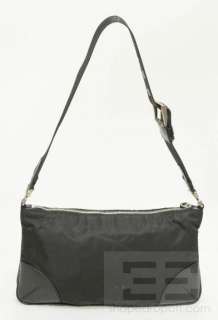 Prada Black Tessuto Nylon & Leather Trim Shoulder Bag  