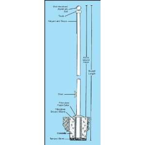    Fiberglass External Halyard Series 70ft White pole