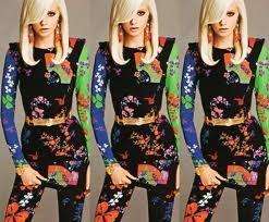 VERSACE for H&M Stampa Japanese Black Floral Colored Print Silk Dress 