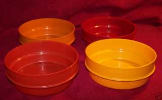 Tupperware set of 4 stackable bowls retro colors  