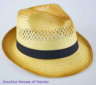 Summer Cool 100% Paper Fedora Hat(Natural / Black band)  