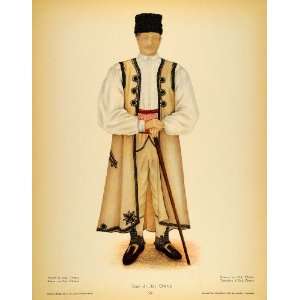 1937 Costume Romanian Peasant Man Dolj Oltenia Print   Original Color 