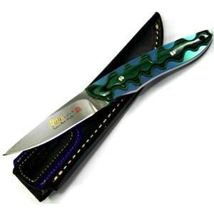  Hiro   Otter Seaweed, Blue Staminawood Handle, Leather 