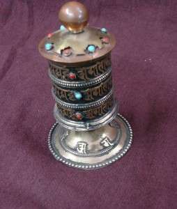 Mini Tibetan Copper Brass Desktop Prayer Wheel Nepal  