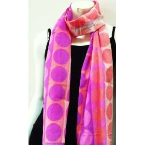100% Cotton, High Quality, Scarf Neck Wear Wrap Peach Pinks Dotted 