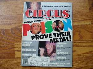 Circus 11/30/88 Poison Guns n Roses Metallica Bon Jovi  