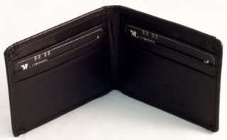 Money Clip BLACK Leather Mens Wallet holds 7 CARDS 1 ID  