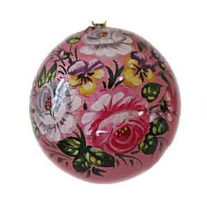Round Wooden Ornament for Christmas Tree Hand Painting, Pink Color 