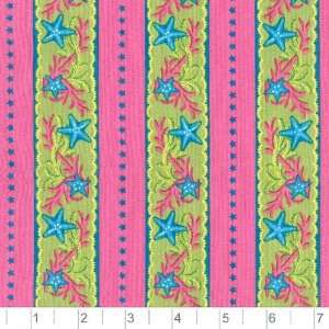  45 Wide Island Delight Starfish Stripe Pink Fabric By 