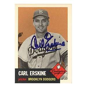 Carl Erskine Autographed / Signed Replica 1953 Topps Brooklyn Dodgers 