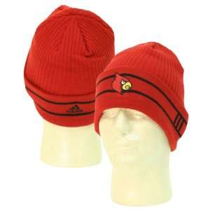  Louisville Cardinals Cuffed 2 Stripe Winter Knit Hat   Red 
