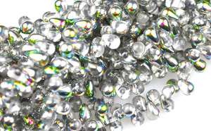 100 Crystal Vitral Glass Tear Drop Beads 6MM  