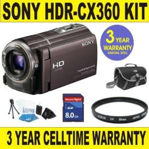  BRAND NEW SONY HDR CX360 CAMCORDER w/ 8GB MEMORY CARD + UV 