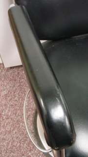 Salon Chair Black Vinyl Black Chrome Swivel Base Adjustable Barber 