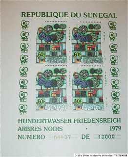 Friedensreich Hundertwasser, 3 Block Briefmarken, Senegal 1979 