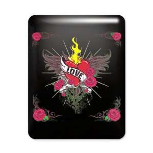   iPad Case Black Love Flaming Heart with Angel Wings 