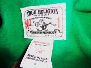 TRUE RELIGION JEANS J adore mon Zip Up Green Hoodie Sweat Shirt NEW 