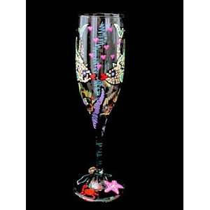  Flirty Fish Design   Hand Painted   Champagne Flute 