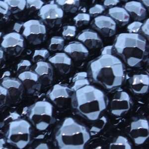 Hematite  Ball Faceted   8mm Diameter, Sold by 16 Inch Strand with 