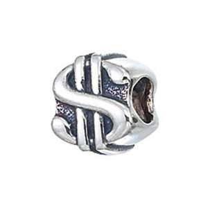  Zable(tm) Sterling Silver Dollar Sign Bead / Charm 