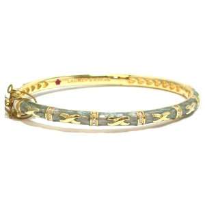   Hugs Design Stackable Light Gray Enamel CZ Bangle Bracelet Jewelry