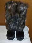Pajar Womens Black Fox Trot Gorgeous Winter Fox Fur Boot