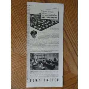 Comptometer, Vintage 30s print ad. black and white, Illustration 