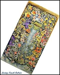 GORGEOUS LARGE MIXED FLORAL GARDEN FABRIC PANEL 23X44  