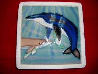 Ceramic Glazed Decorative 6 x 6 Tile 77  Whales  