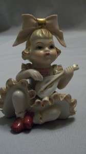 Vintage Bone China Lace Figurines Girls W/Instruments  